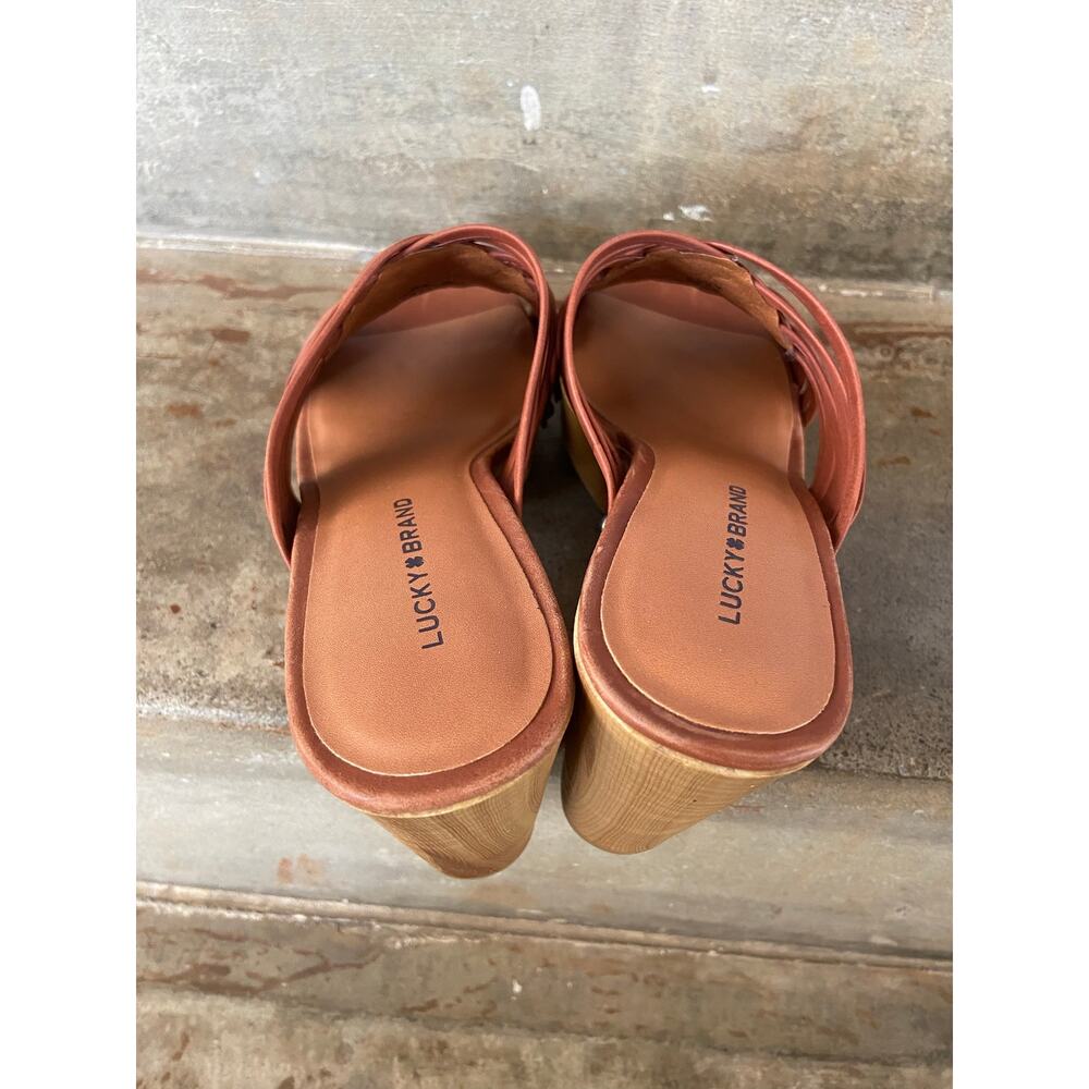 Lucky Brand tan woven leather upper platform sandal - Picture 7 of 9